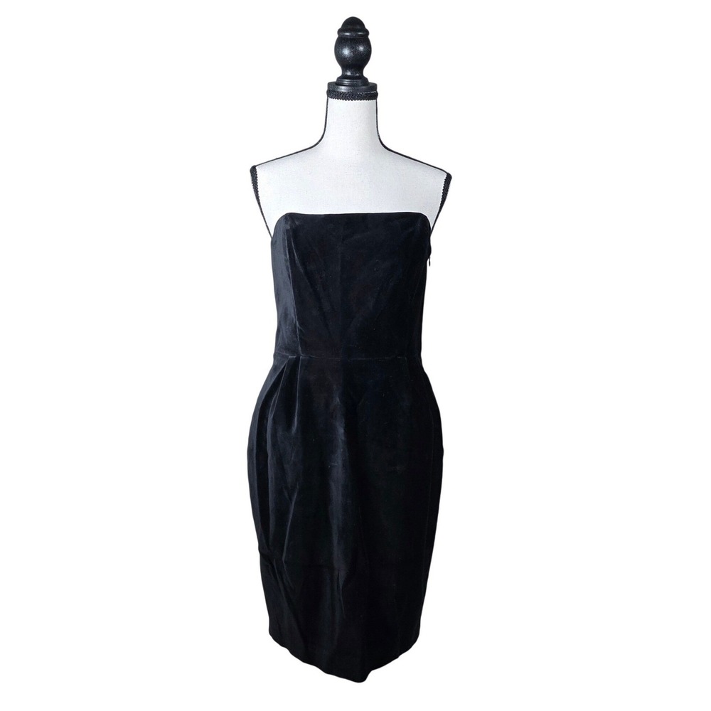 Club Monaco Dress Black Velvet Strapless Open Back Sheath 6 LBD, Cocktail, Party